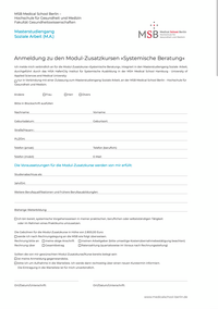 Anmeldung zu den Modul-Zusatzkursen »Systemische Beratung« zum Herunterladen