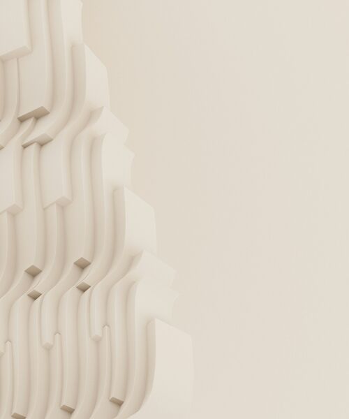 Abstrakte beige Struktur mit geschwungenen, sich wiederholenden Formen, die Tiefe und Bewegung erzeugen.