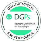 Rundes Qualitätssiegel der Deutschen Gesellschaft für Psychologie mit der Aufschrift „DGPS – B.Sc. Psychologie“.